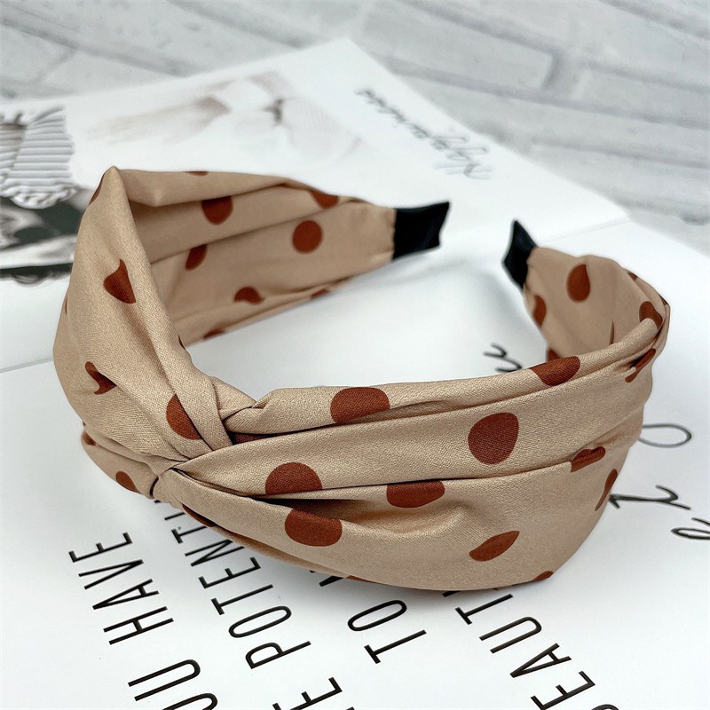 Băng Đô Cài Tóc Bản Rộng Thắt Nút In Họa Tiết Trà Sữa/Cà Phê Màu Sắc Đơn Giản Dễ Phối Đồ Thời Trang Cho Nữ F429