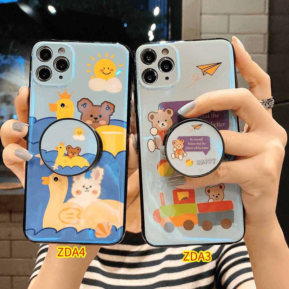 Vỏ điện thoại di động có chân đế OPPO F1S A59 F3 A77 A57 A39 F5 A73 A75 A83 A71 A79 F7 A39 Back Cover Cartoons Bear Soft Slim Phone Case