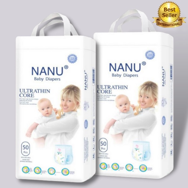 Bỉm quần Nanu baby ultrathin xuất Nhật size S/M/L/XL/XXL/XXXL, tã dán Nanu siêu mỏng mềm mịn cho bé bịch 50 miếng