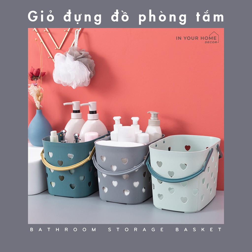 GIỎ nhựa đựng đồ phòng tắm đa năng, rổ nhựa có quai xách để đồ phòng vệ sinh