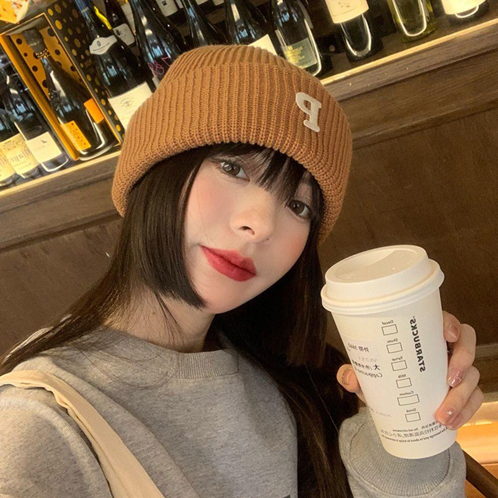 Mũ Beanie Dệt Kim Màu Trơn Phong Cách Retro Hàn Quốc Ngọt Ngào