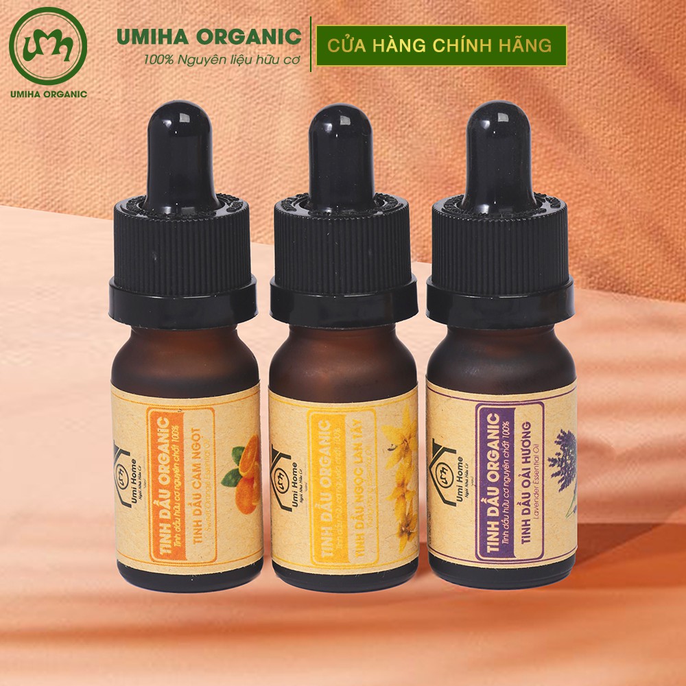 Combo 3 lọ Tinh Dầu UMIHA gồm - Ngọc Lan Tây, Cam Ngọt, Oải Hương (10mlx3) - Hữu cơ nguyên chất