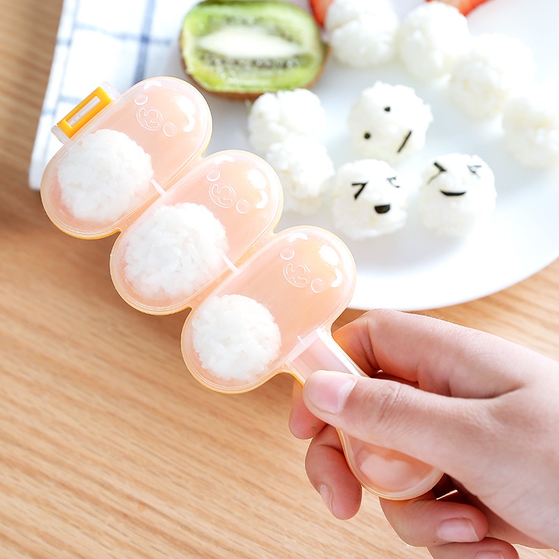 Khuôn làm cơm cuộn 3 ngăn bằng nhựa chống dính cho nhà bếp DIY