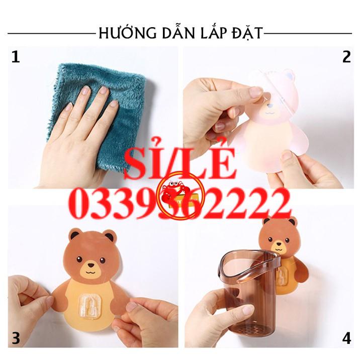 [ COCOLOVE ] Cốc cắm bàn chải đánh răng dán tường hình gấu dễ thương (CG02)