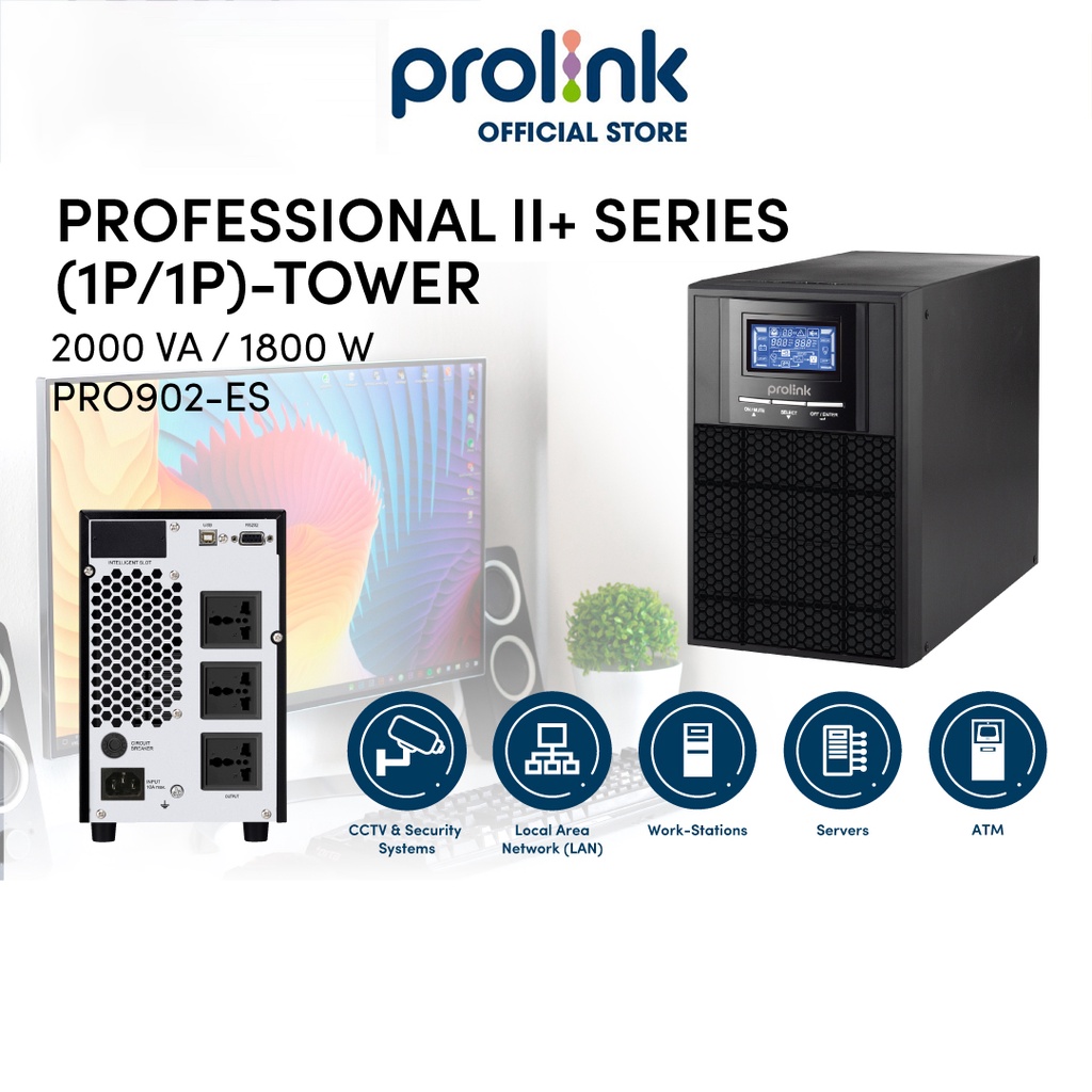 Bộ lưu điện UPS Online PROLiNK PRO902-ES (2000VA/1800W) bảo vệ tối đa các phụ tải quan trọng trong ứng dụng công nghệ