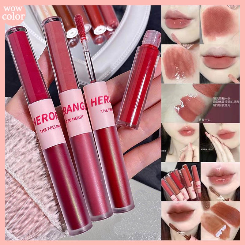 Son kem lì HERORANGE sắc tố cao lâu trôi 2 trong 1  Hai Đầu Cho Màu Nhung Lì Lâu Trôi Và Dưỡng Ẩm Môi