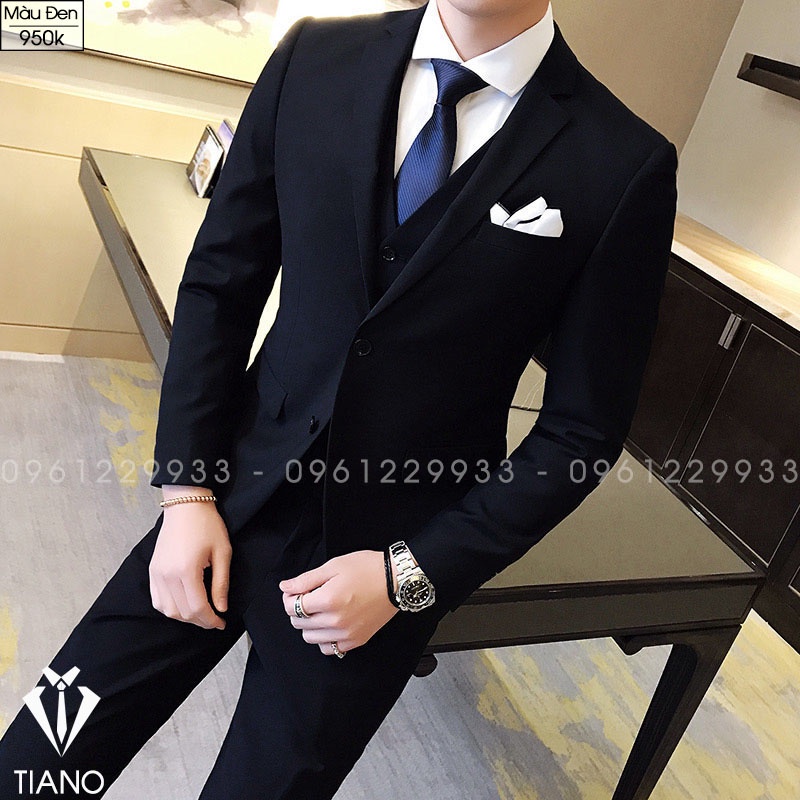 Vest nam cao cấp màu ĐEN kiểu dáng Hàn Quốc, form ôm đẹp. Vải cao cấp, 2 lớp - TIANO STORE
