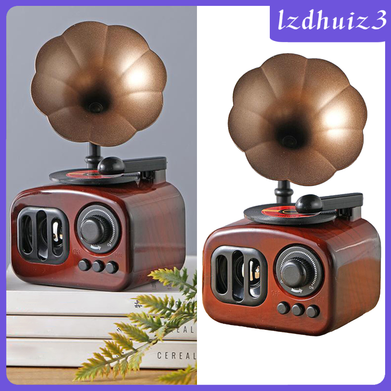 Gemgem Loey 1pc Music Box Artware Creative Gift Gramophone Shaped Retro Home Decor, 90x95x175mm