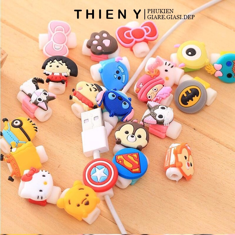 Nút Bảo Vệ Đầu Cáp Sạc Tai nghe Hoạt Hình Dễ Thương