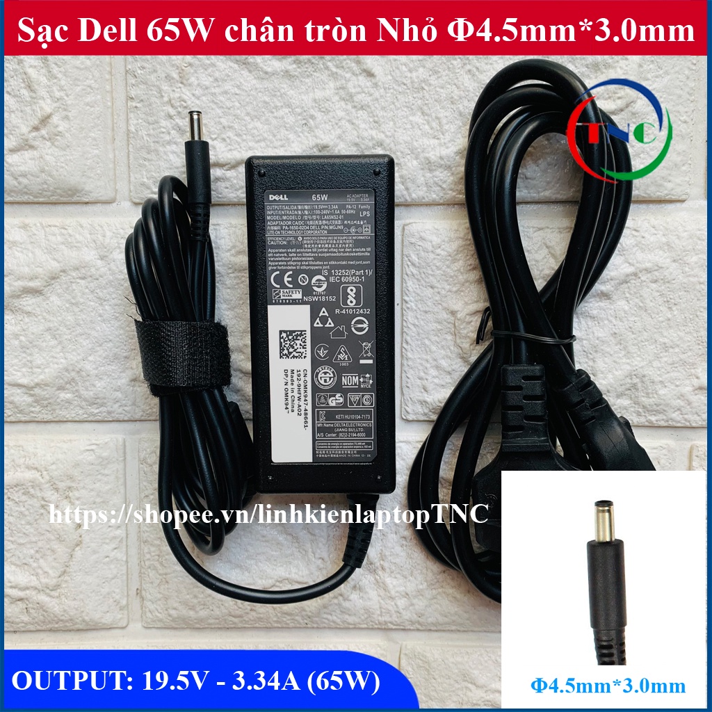 Sạc Laptop Dell chân kim nhỏ ZIN 19.5V – 3.34A Adapter Dell 5568 3558 3458 3559