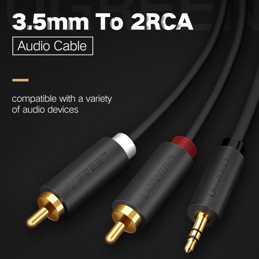 Cáp Audio 3.5mm Male To 2RCA Male Dài 0.5m UGREEN 20779 - AV116