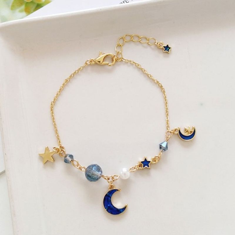 Lắc tay vòng tay mặt trăng khuyết xanh ngôi sao