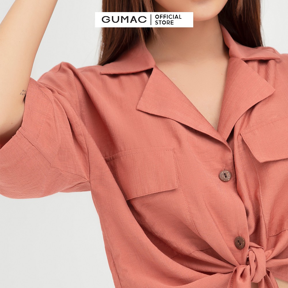 [Mã WABRGU100 giảm 15% đơn 249K tối đa 100k] Áo sơ mi nữ 2 túi GUMAC thiết kế trẻ trung, unisex năng động màu hồng AB466 | BigBuy360 - bigbuy360.vn