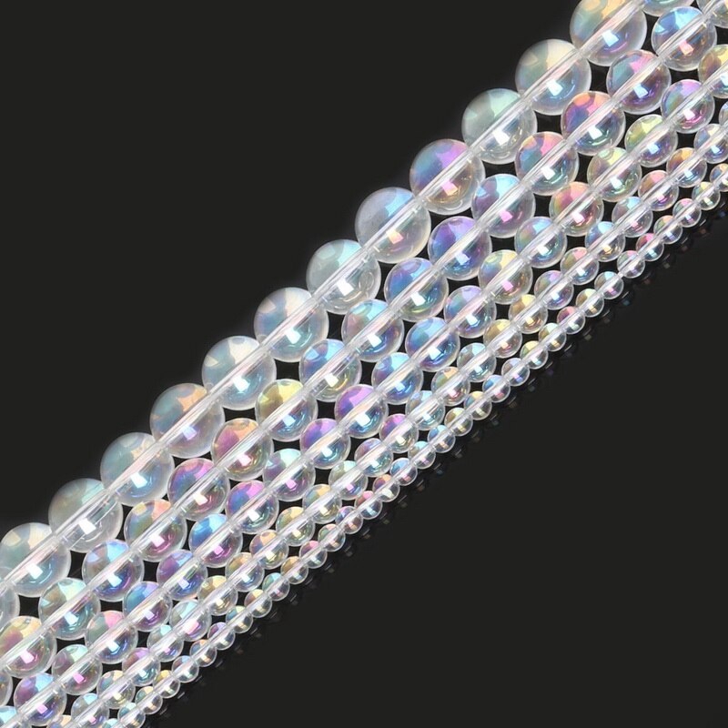 Hạt thủy tinh màu trắng 4-12mm bề mặt mịn dùng làm trang sức diy