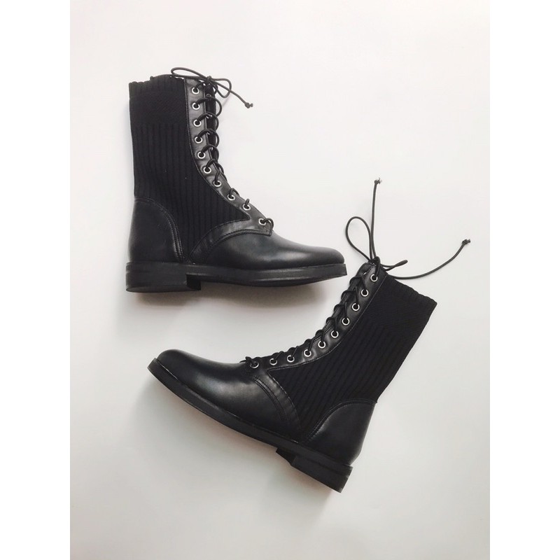 Giày boots ZARA cổ lửng thun len