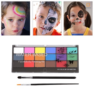 Bộ 18 màu sơn gốc nước kèm 2 cọ an toàn không độc hại chuyên nghiệp vẽ hóa trang halloween giáng sinh cho da nhạy cảm