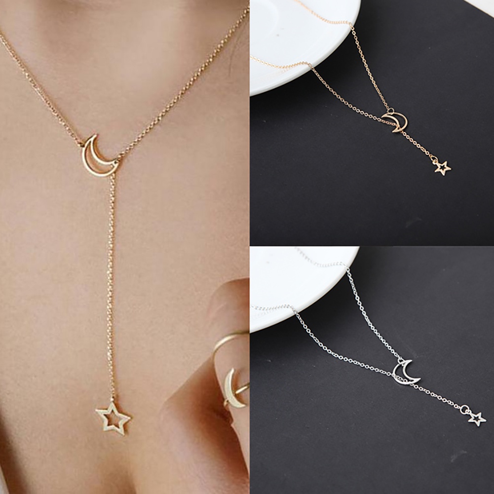 Vòng choker phối mặt hình mặt trăng và ngôi sao đơn giản tinh tế