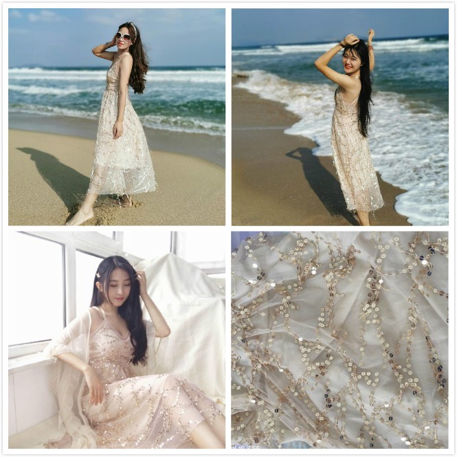 Đầm Maxi Cổ Chữ V Đính Kim Sa Gợi Cảm Cho Nữ