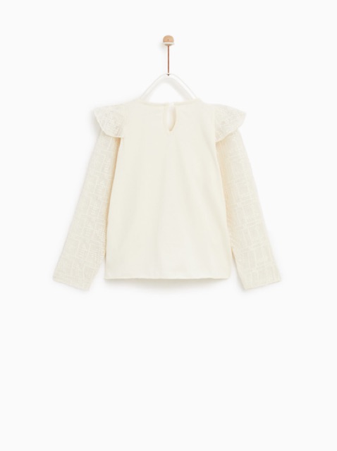 Áo sơ mi riềm bèo màu be