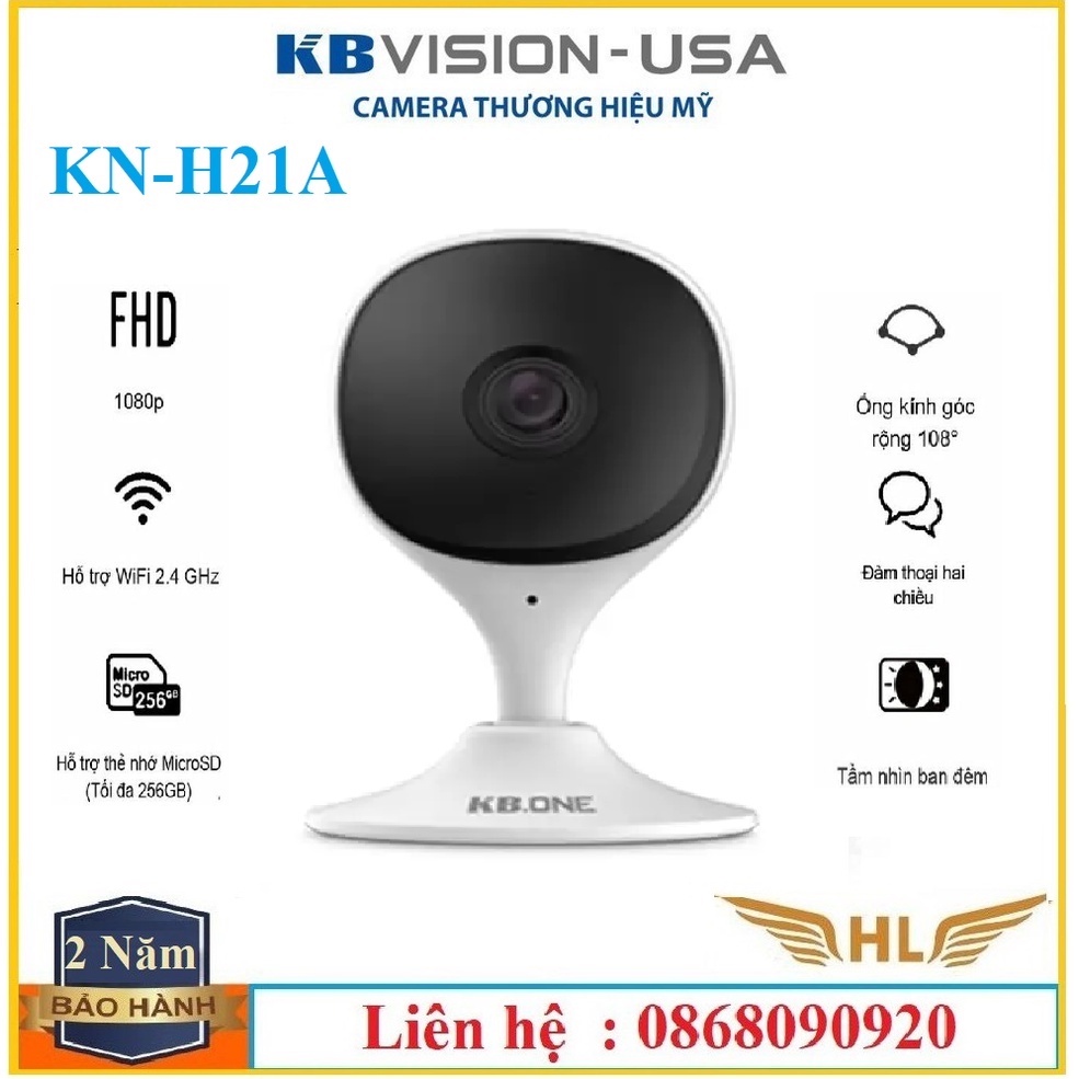 Camera Mini Wifi Gắn Tường Góc Rộng Thông Minh Báo Động KBone H21W Thương Hiệu Mỹ- Hàng Chính Hãng