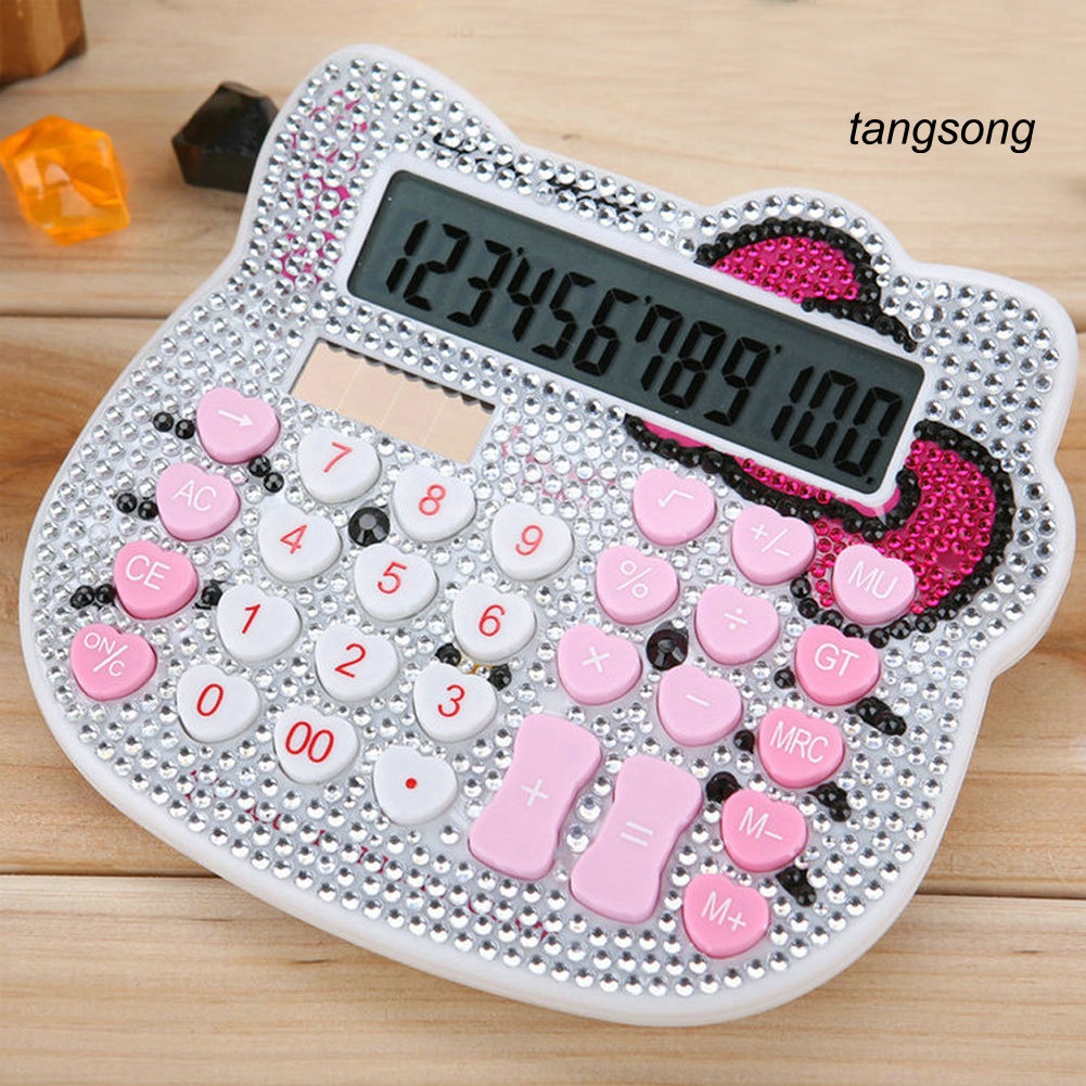 Máy tính cầm tay hình Hello Kitty đính đá chạy bằng năng lượng mặt trời