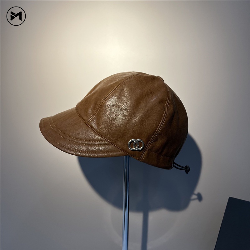 Mũ Lưỡi Trai Bằng Da In Logo Phong Cách Retro Anh Quốc