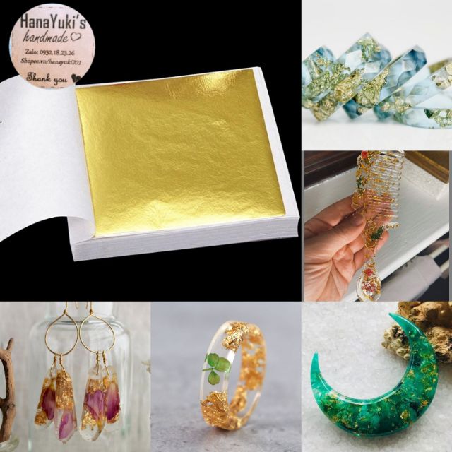 10/50pcs foil dát Vàng/Bạc/Đồng dùng trong trang trí sáng tạo Resin, Jesmonite, Nails , Decor...