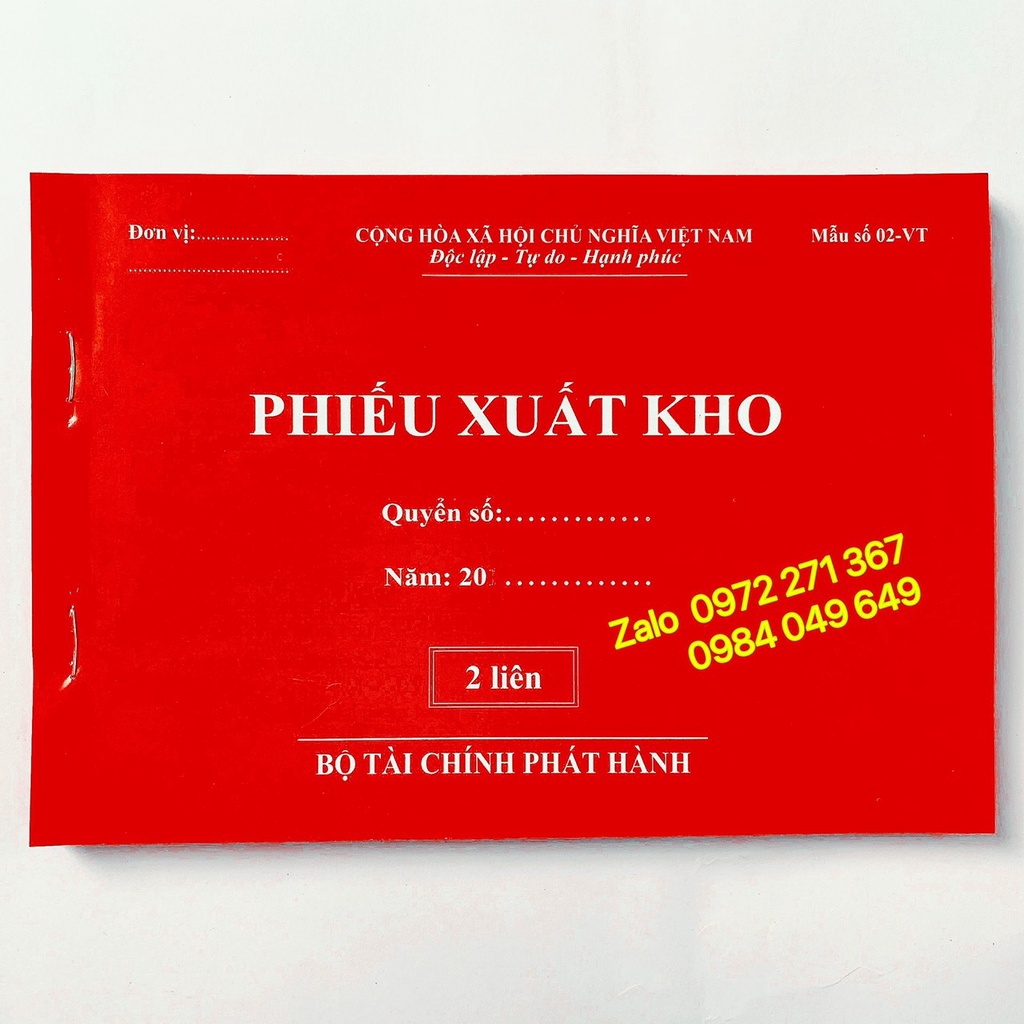 Phiếu nhập kho, Phiếu xuất kho A5 2 liên 60 tờ, 100 tờ