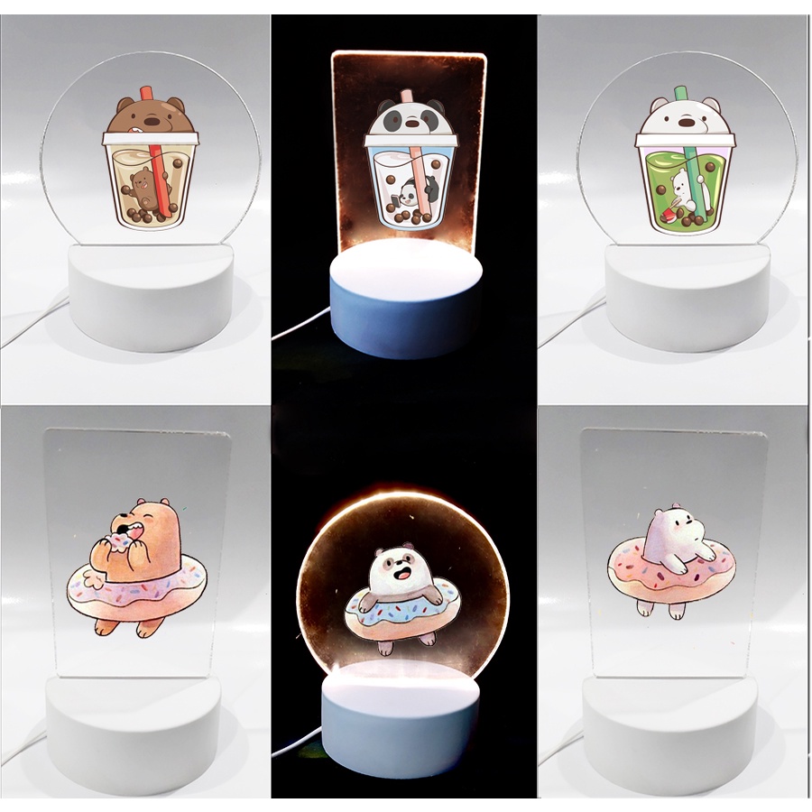 Đèn Led 3D Ba anh em gấu DLI4 Đèn Ngủ 3D Bare Bear Sáng Tạo cute dễ thương