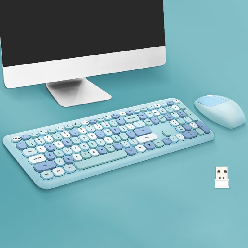 Bàn Phím Không Dây Tích Hợp Chuột Cảm Ứng Nhiều Màu Sắc 2.4g 110 Phím