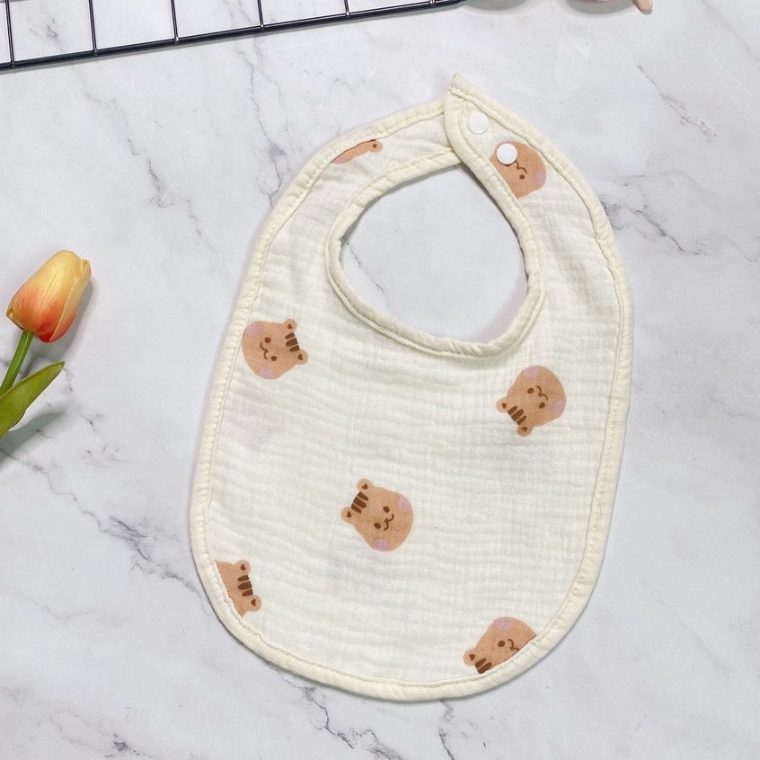 Yếm vuông chữ U, chất xô muslin kiểu dáng Hàn Quốc thoáng mát thấm hút cực nhanh