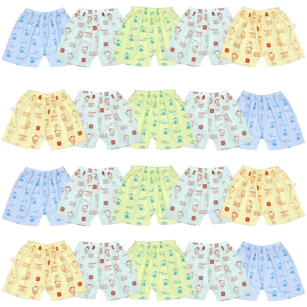 Combo 20 quần đùi cotton cho bé trai bé gái từ 3-12kg -QĐ (Hình in màu sắc thay đổi theo lô hàng)