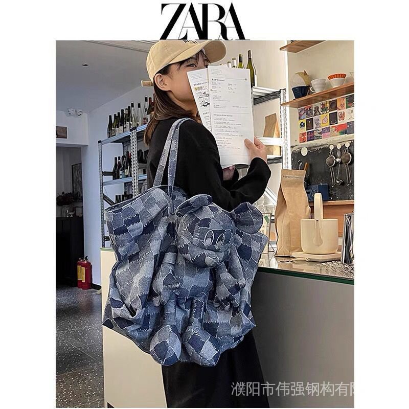 Túi Xách Zara Vải Canvas Cỡ Lớn In Hình Chuột Mickey Thời Trang Thu Đông Cho Nữ Sinh