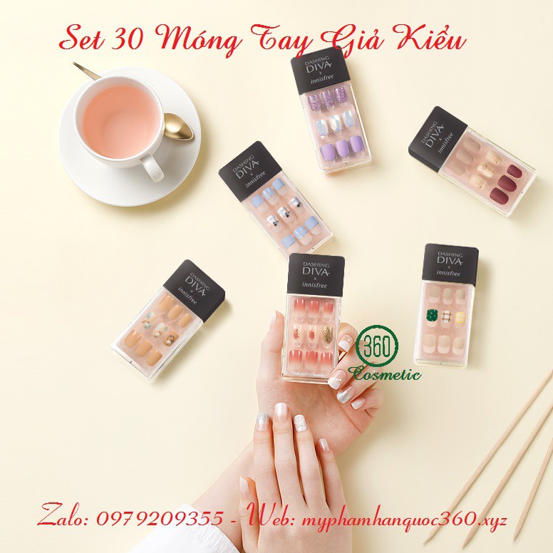 [nhiều mẫu] Bộ 30 Móng Tay Giả Kiểu Cao Cấp Innisfree Dashing Diva Magic Press