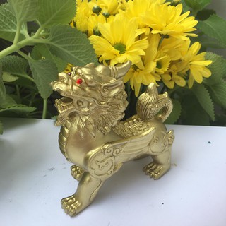 Tỳ hưu phong thủy màu vàng sơn đồng dài 12 cm cao 11 cm mang tài lộc cho mọi ngời chỉ 109k