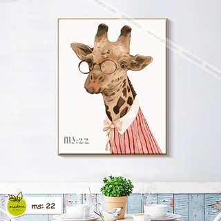 Tranh sơn dầu số hóa Hươu Đeo Kính 22 (Có khung)