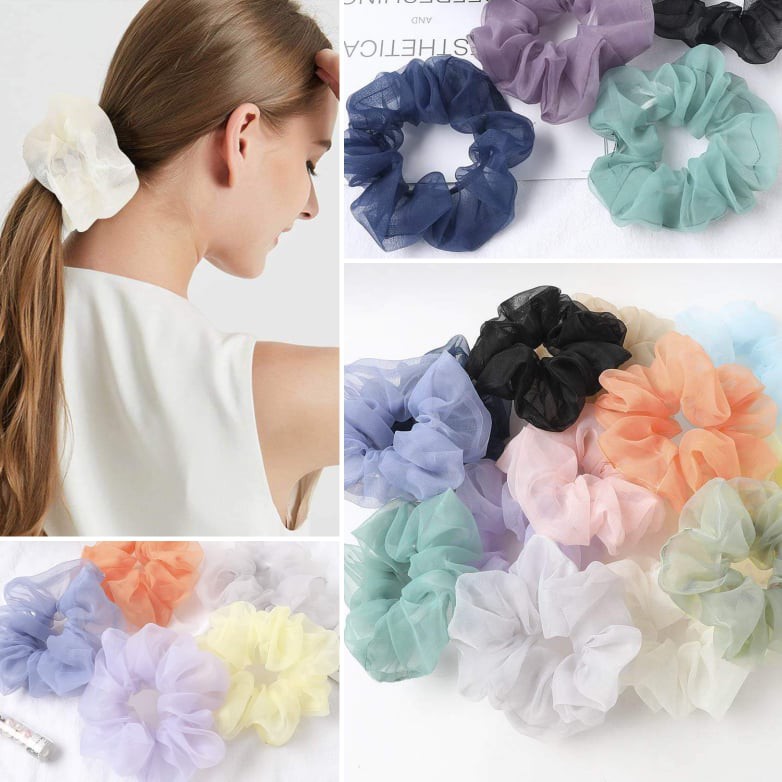 [9ĐẸP] Cột tóc Voan Bồng Scrunchies -dây buộc tóc voan các màu vintage CT0047