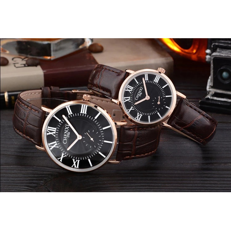 Đồng Hồ Đeo Tay Dây Da Chống Nước Sang Trọng Cho Cặp Đôi