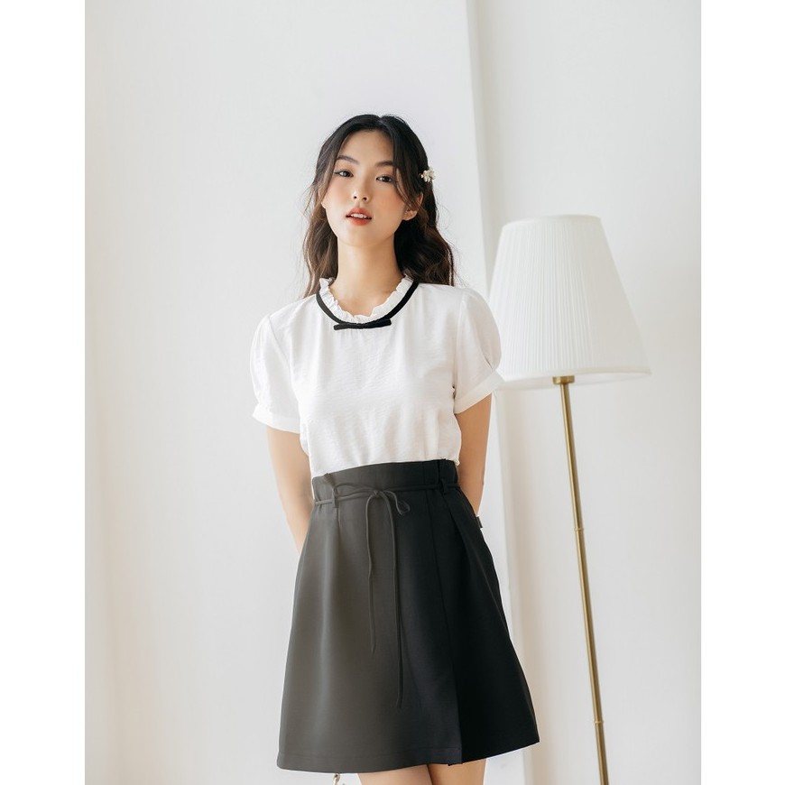 Sơ mi nữ thiết kế mosohali cổ bèo nơ 2 màu