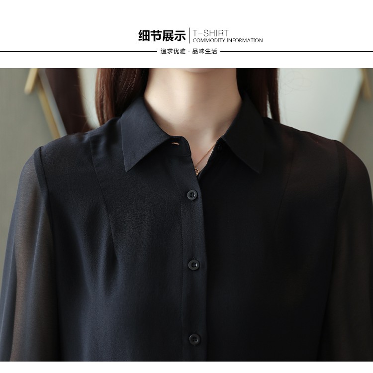Korean Embroidery Chiffon Casual Blouse Women Autumn Long Sleeve Shirt Black | BigBuy360 - bigbuy360.vn