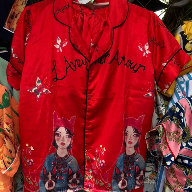 Bộ pijama lụa satin dài