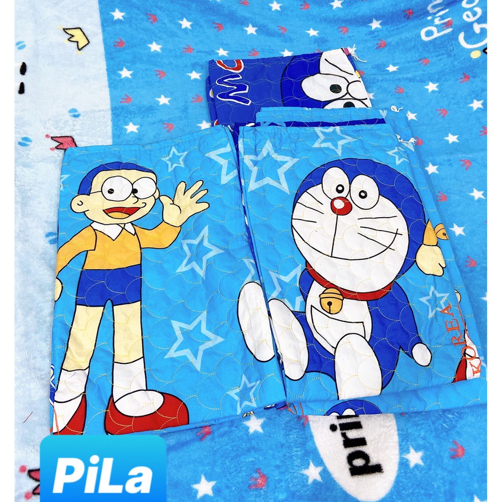Vỏ Gối Ôm vỏ gối nằm cotton poly 40X60 Mẫu Doremon xanh dương