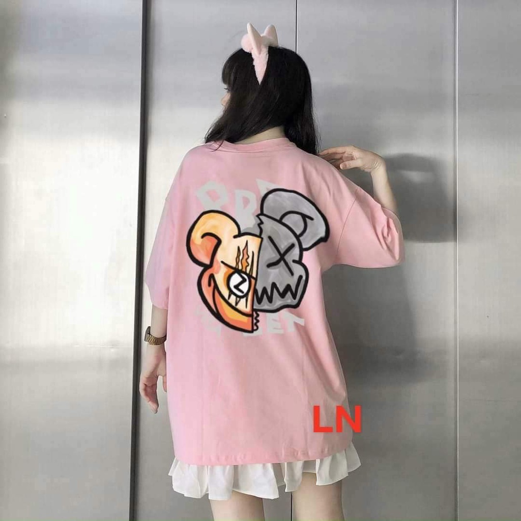 [ RẺ VÔ DỊCH ]Áo thun tay lỡ gấu mặt nạ chất cotton phông Unisex nam nữ Cotton form rộng phong cách