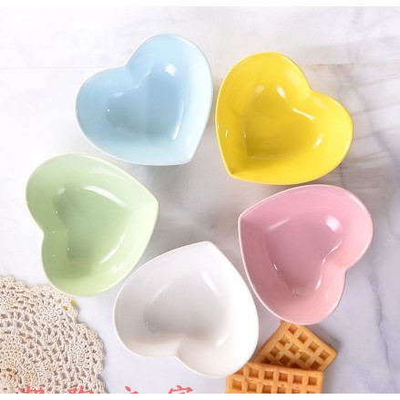Chén chấm mini hình trái tim gốm tráng men chịu được nhiệt cao đủ màu siêu xinh