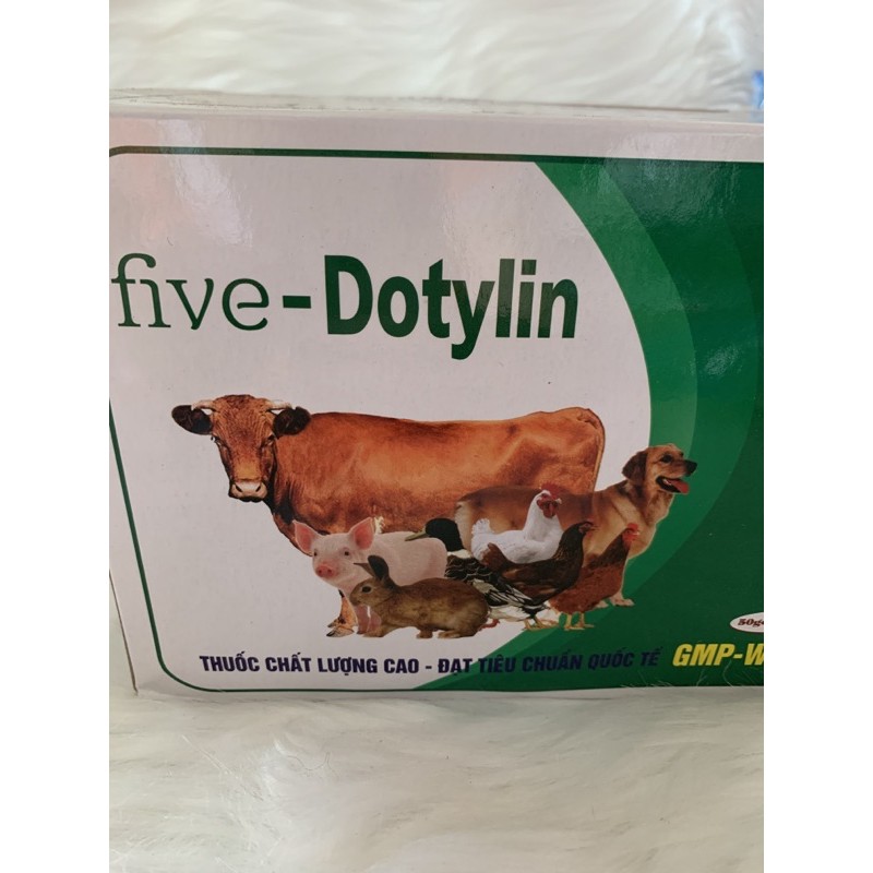 10g Five Dotylin - hen, suyễn, tiêu chảy trên gà, vịt, ngan, ngỗng, chim cút, chó, mèo, trâu, bò, heo