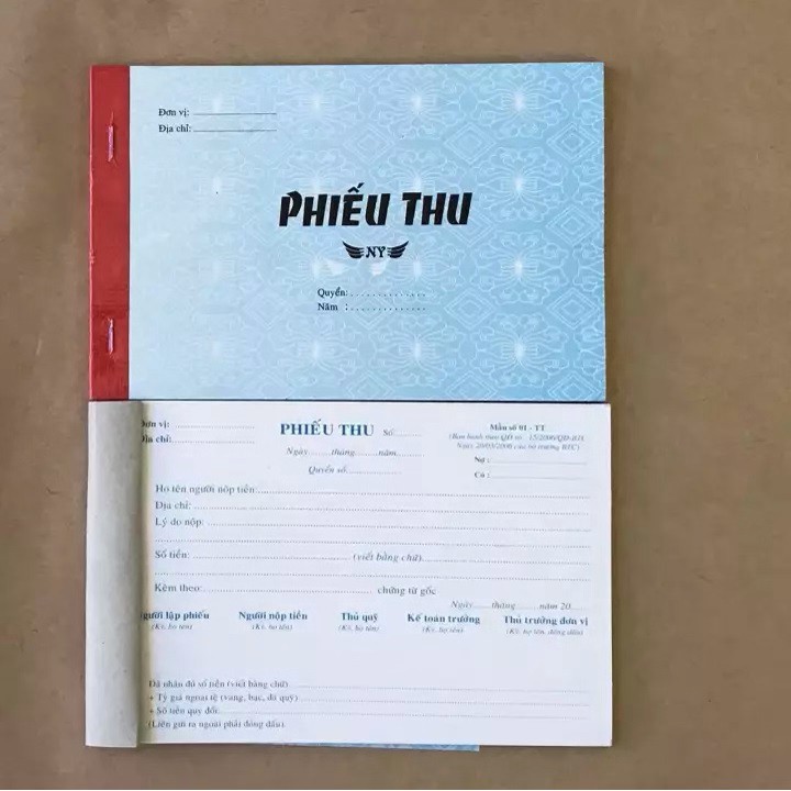 [Nowship] Phiếu thu 1 liên - 2 liên 13x19mm, Hàng dày 1 xấp (100 tờ)