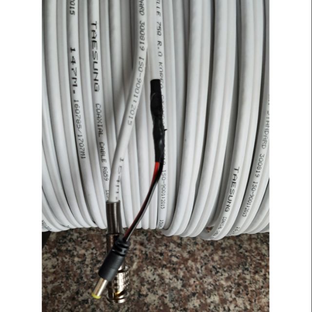 Cáp đồng trục liền nguồn RG59+2C Đồng nguyên chất, cáp camera bấm sẵn 2 đầu - Cắm là chạy