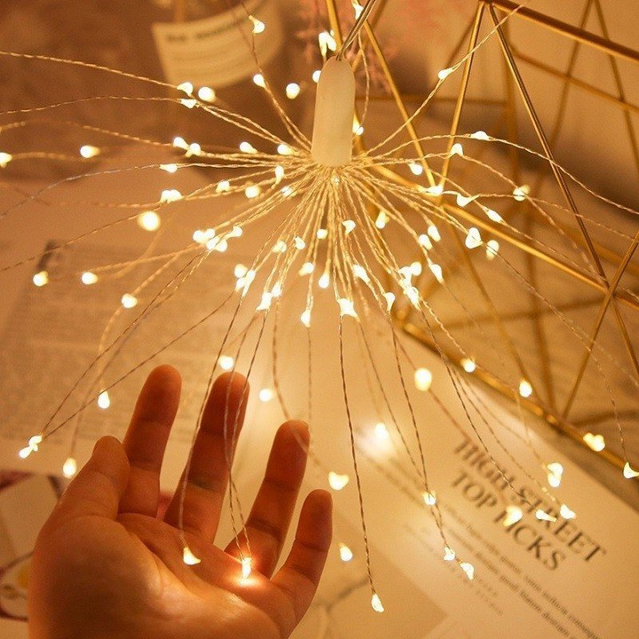 ⚡GIAO HỎA TỐC⚡ Dây đèn Led pháo hoa cao cấp - firework ánh vàng - 5 chùm trang trí lễ, tết..