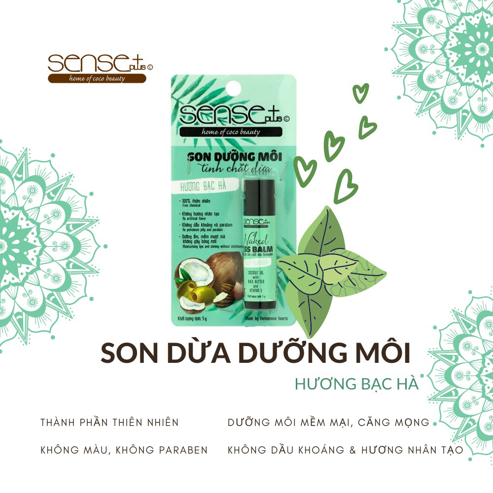 Son dưỡng môi tinh chất dừa Sense Plus Naked Kiss Balm (5g)