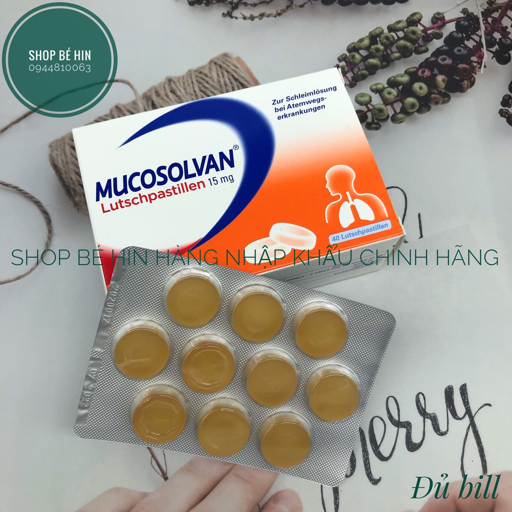 (Đủ Bill) Siro ho Mucosolvan cho bé 100ml và viên ngậm Mucosolvan Đức